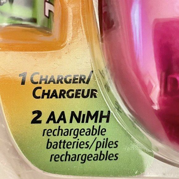 New Sealed DURACELL RECHARGEABLE MINI 2 Battery Charger Pink w/ 2 AA NiMH batt - Picture 3 of 7
